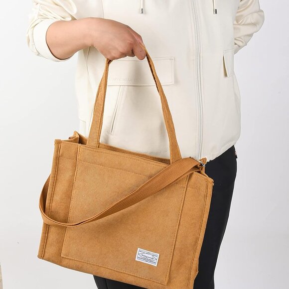 Tote Bag for Women Corduroy Crossbody Tote Bag Purse Women Travel Shoulder Bags - Picture 9 of 9